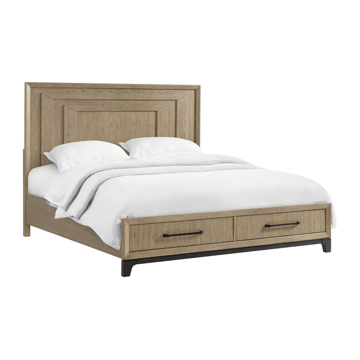 Sutton Place - Queen Storage Bed With Two-Tone Finish, 2 Cedar-Lined Storage Drawers, And Oak Veneers Over Solid Hardwood - Caramel And Cocoa