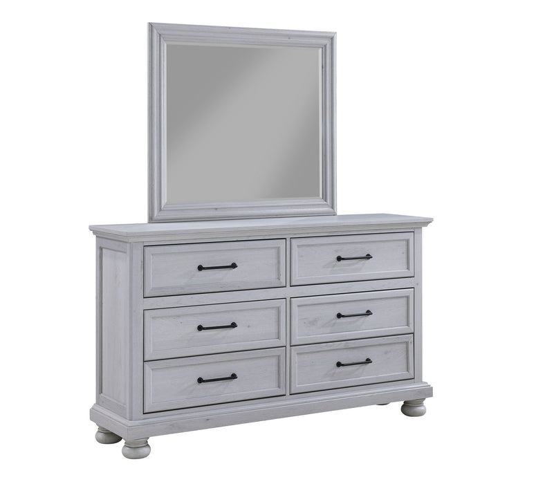 Larksmont - 6-Drawer Dresser With Black Metal Hardware - Oyster Gray