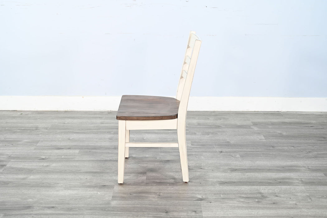 Pasadena - Ladderback Chair, Wood Seat (Set of 2) - Buckskin / Marble White