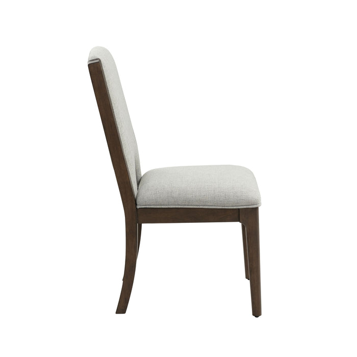 Athens - Upholstered Dining Chair (Set of 2) - Light Gray / Chocolate Brown