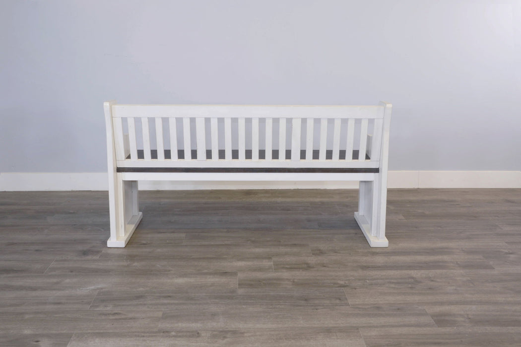 Carriage House - Slat Back Bench - Cottage White / Europen Dark