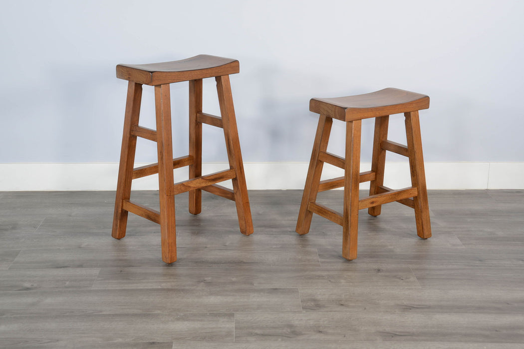 Sedona - 30" Saddle Seat Stool With Wood Seat (Set of 2) - Rustic Oak