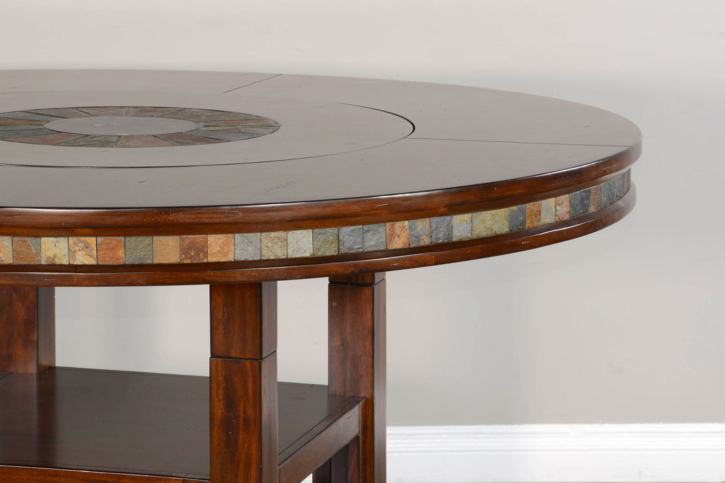 Santa Fe - 60" Round Table With Lazy Susan - Dark Chocolate