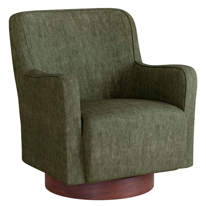 Clara - Swivel Chair With Wood Base With Solid Wood Base And 360-Degree Swivel - Fern Moss