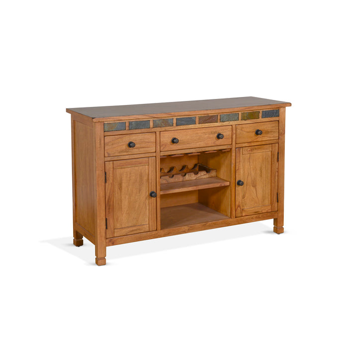 Sedona - Wood Buffet With Natural Slate - Rustic Oak