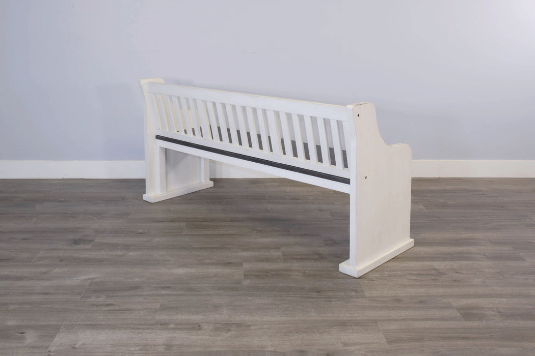 Carriage House - Slat Back Bench - Cottage White / Europen Dark