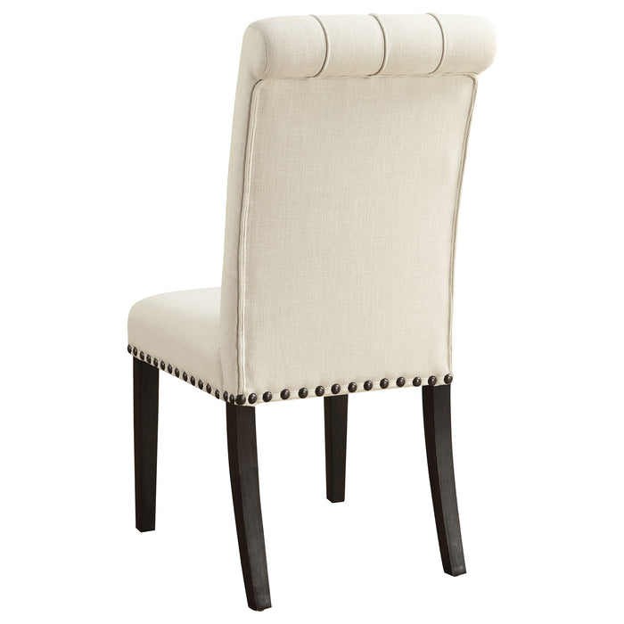 Alana Upholstered Dining Side Chair Beige Smokey Black (Set of 2)