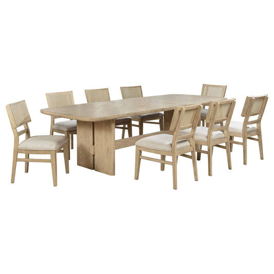 Kailani 9-piece Rectangular Wood Dining Table Set Beige Oak