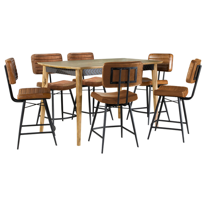 Partridge 7-piece Counter Dining Set Sheesham and Camel