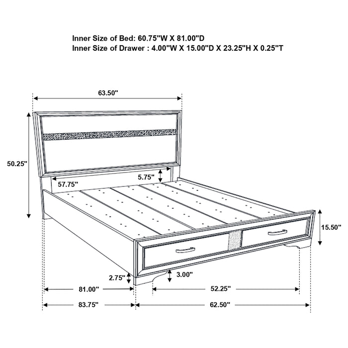 Miranda 51-inch Wood Queen Storage Panel Bed White