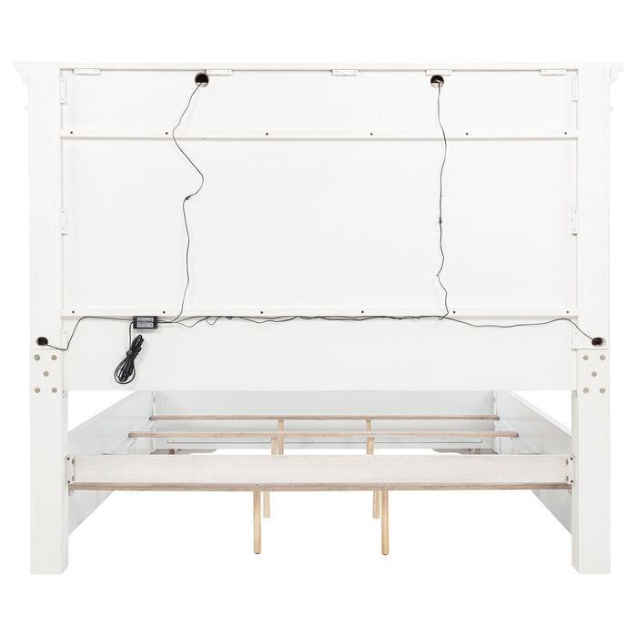 McKinney Eastern King LED Light Panel Bed Vintage White