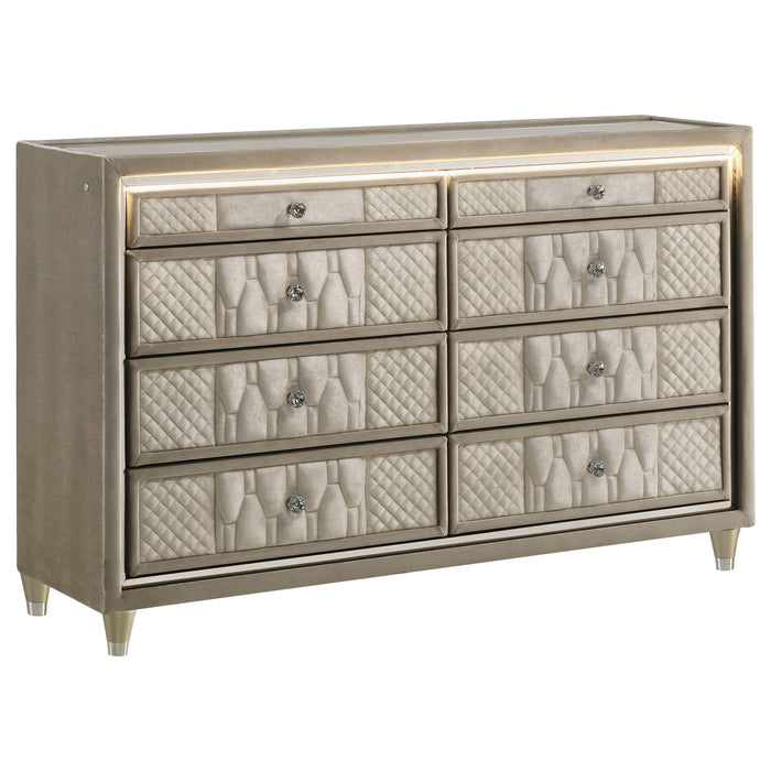 Lorient 4-piece Eastern King Bedroom Set Ivory and Camel