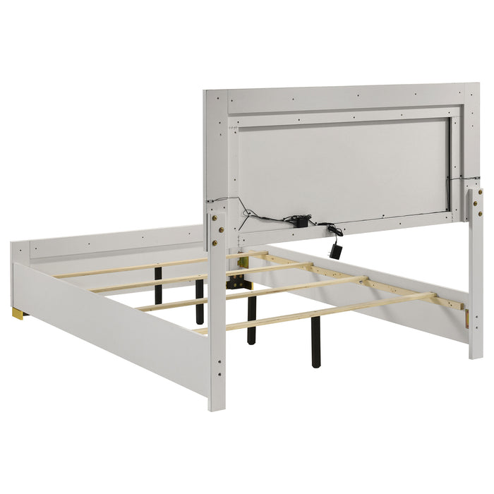 Marceline Wood Full LED Panel Bed White