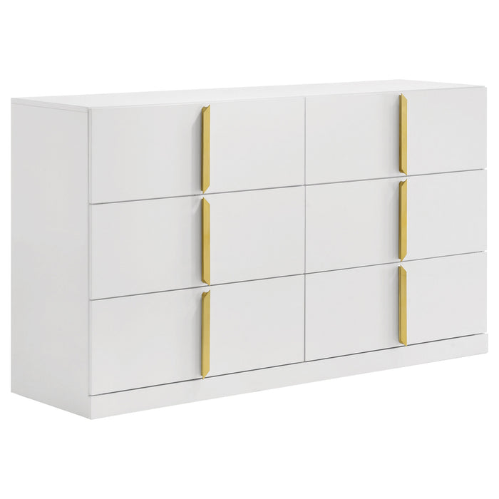 Ines 5-piece Queen Bedroom Set Grey and White High Gloss