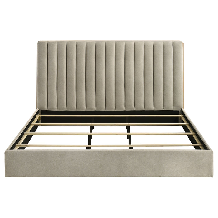 Arielle Eastern King Bookcase Panel Storage Bed Light Oak