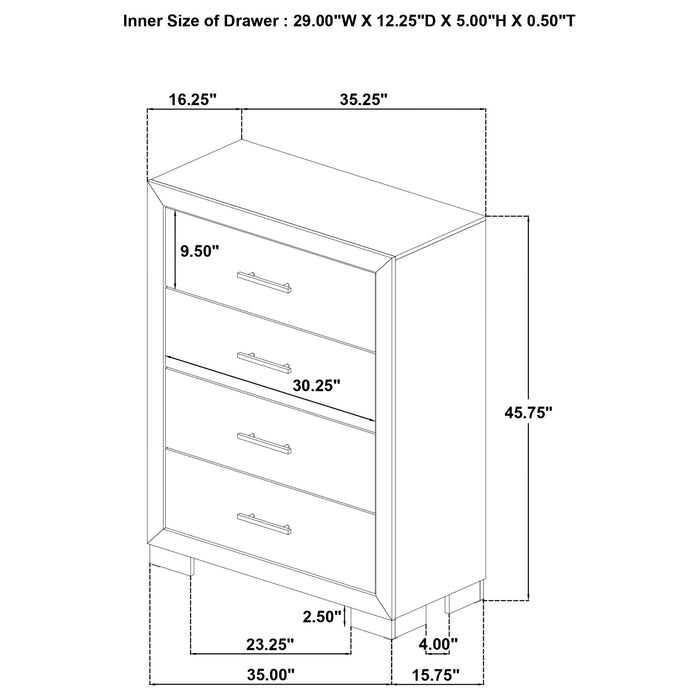 Arielle 4-drawer Bedroom Chest of Drawers Light Oak