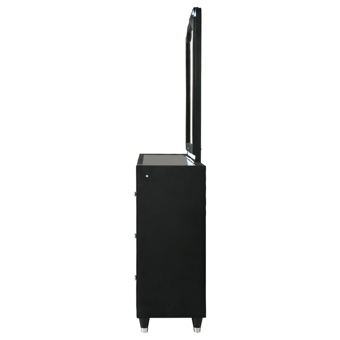 Lorient 8-drawer LED Flame Box Dresser and Mirror Black