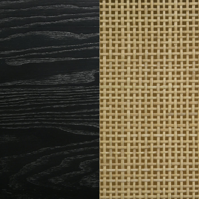 Arini Rattan California King Panel Bed Black and Natural
