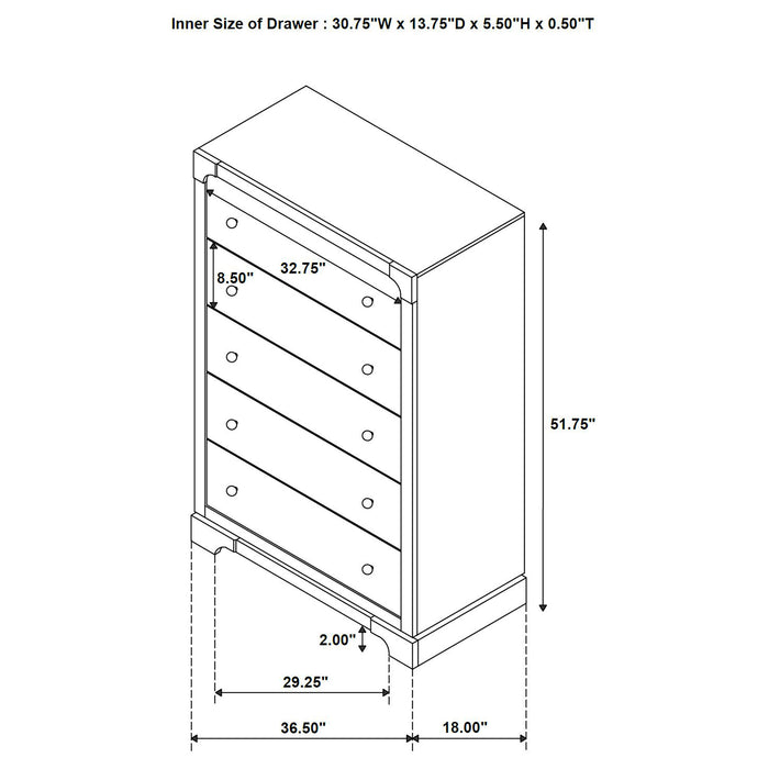 Gran Park 5-drawer Bedroom Chest of Drawers Dark Cocoa