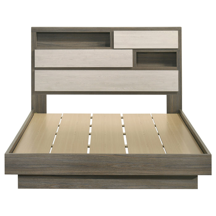 Fenwick Queen Bed Bookcase Headboard Grey Oak