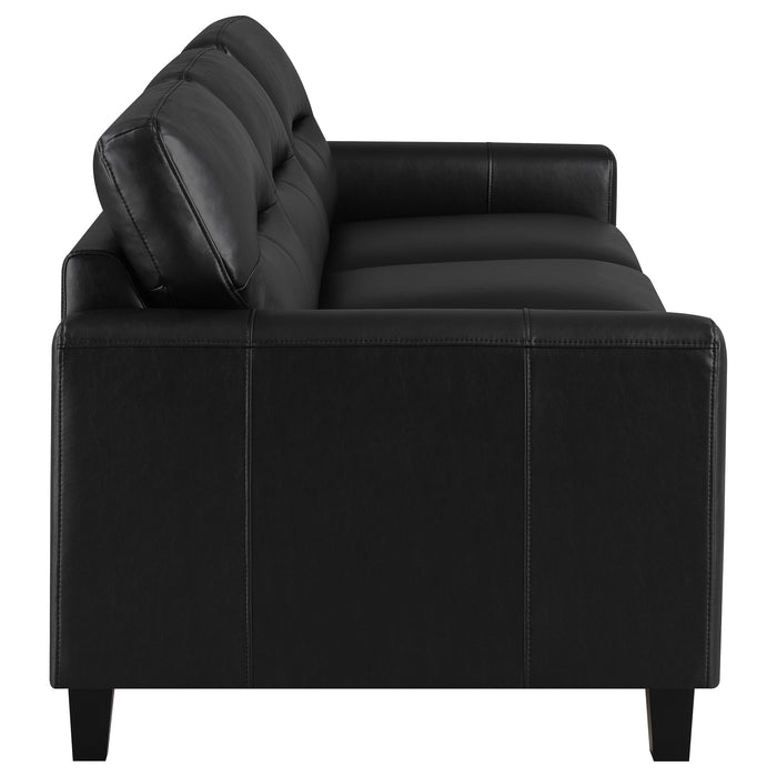 Scotland Faux Leather Upholstered Track Arm Sofa Black
