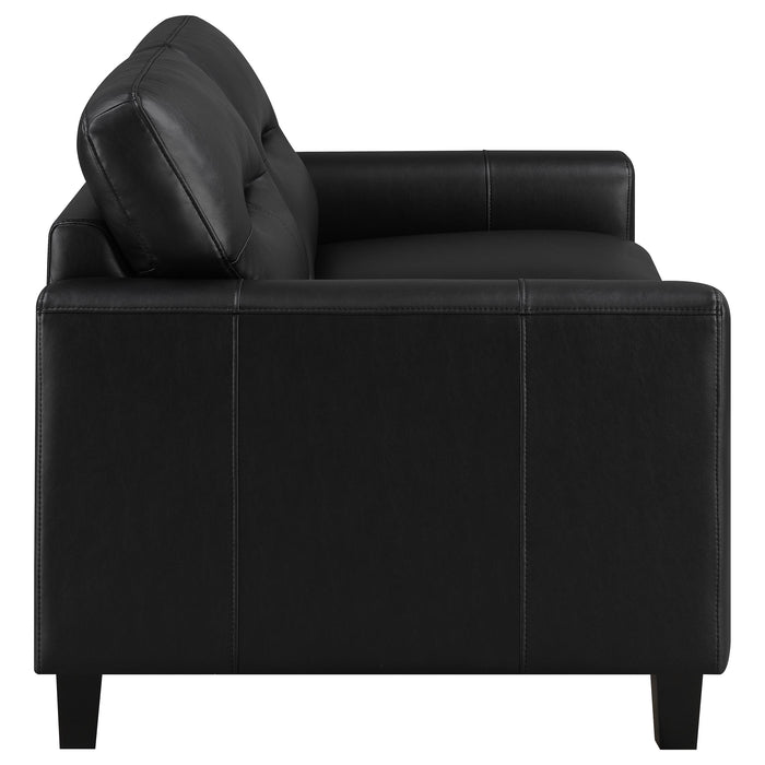 Scotland 3-piece Faux Leather Upholstered Sofa Set Black