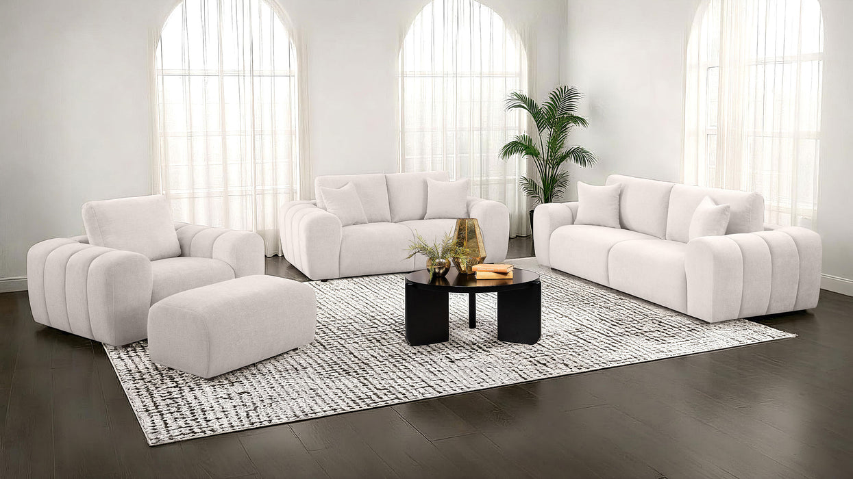Burnett Chenille Upholstered Ottoman Ivory