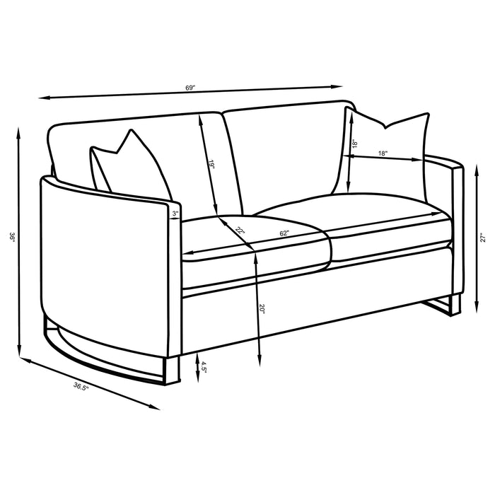 Corliss 2-piece Velvet Upholstered Sofa Set Camel