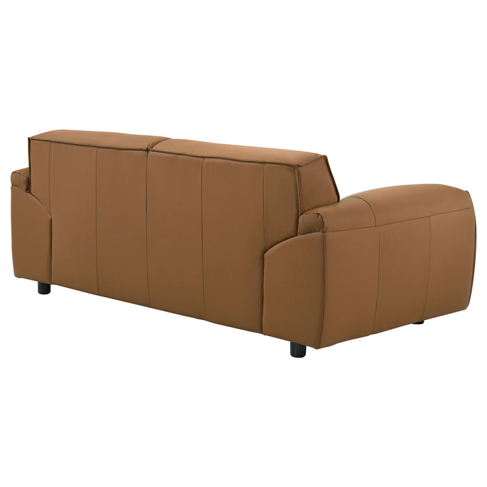 Buxton Top Grain Leather Upholstered Loveseat Orange