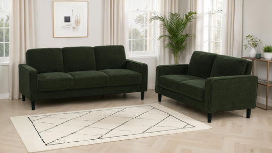 Ruth 2-piece Fabric Upholstered Track Arm Sofa Matcha Green