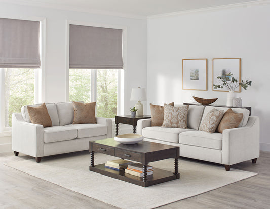 Christine 2-piece Upholstered Sloped Arm Sofa Set Beige