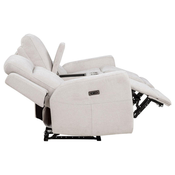 Kennett 3-piece Chenille Power Reclining Sofa Set Ivory