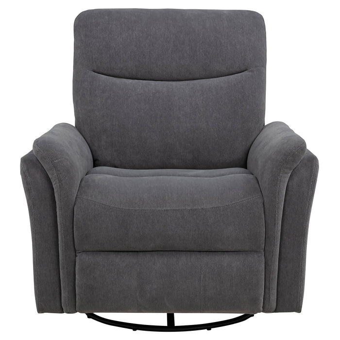 Adler Upholstered Power Swivel Glider Recliner Charcoal Grey