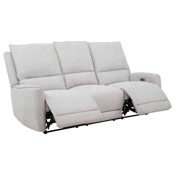 Sylmar Chenille Upholstered Power Reclining Sofa Dove Grey