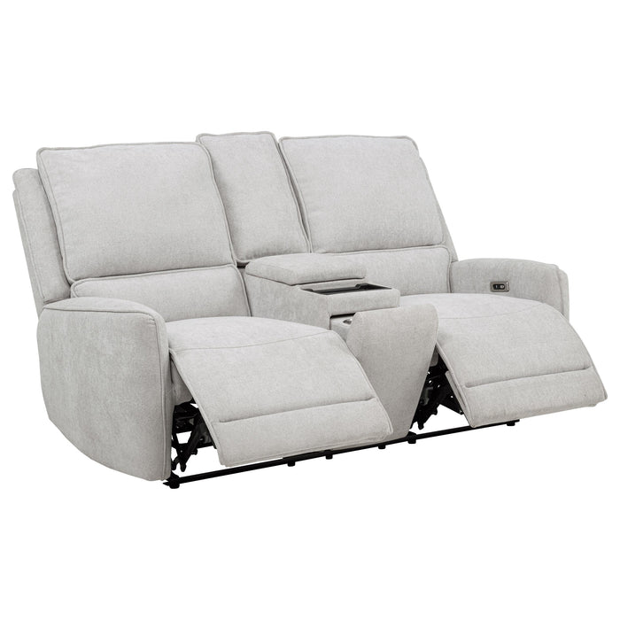 Sylmar Chenille Upholstered Power Reclining Loveseat Dove Grey
