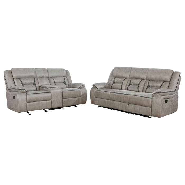 Greer 2-piece Upholstered Reclining Sofa Set Taupe