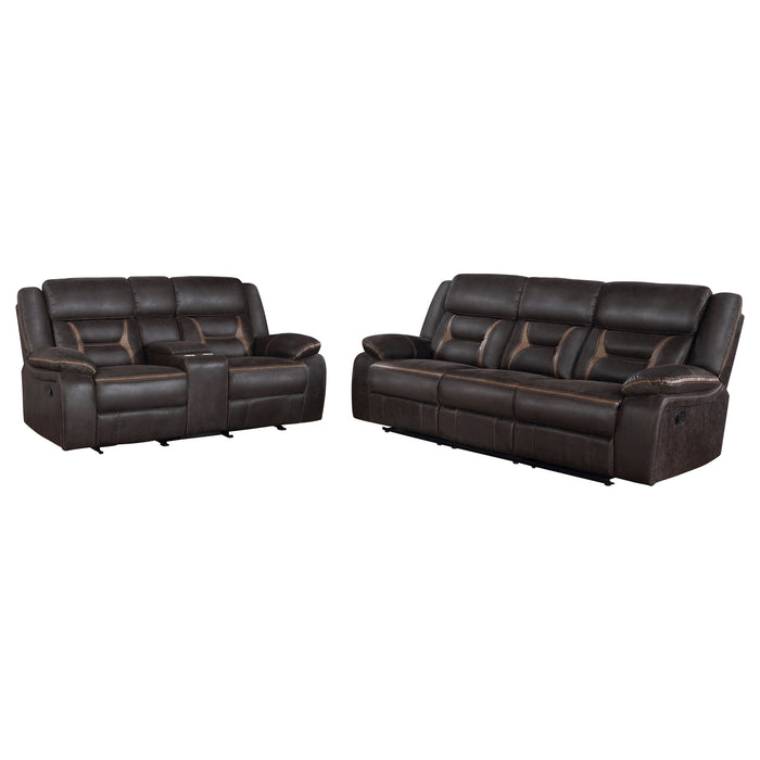 Greer 2-piece Upholstered Reclining Sofa Set Brown