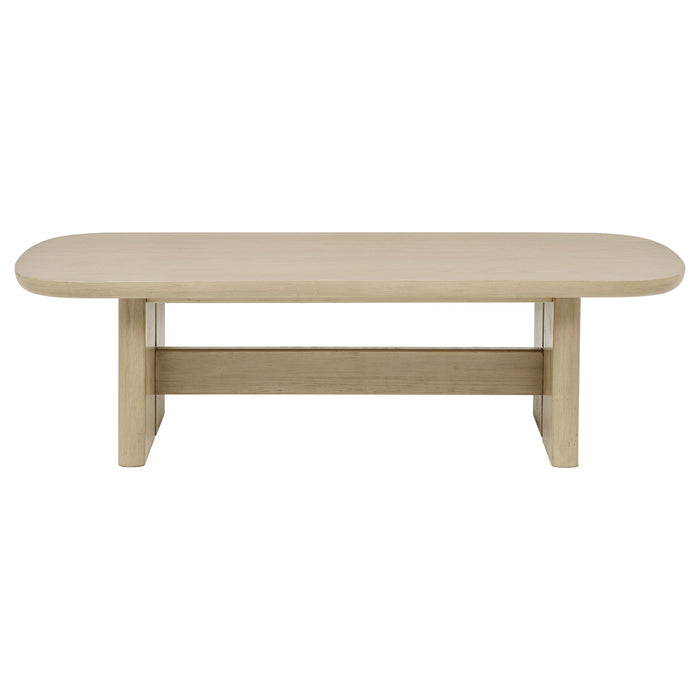 Kailani 2-piece Coastal Coffee and End Table Set Beige Oak