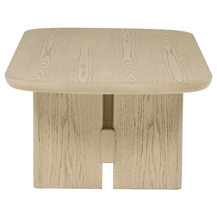 Kailani 3-piece Coastal Coffee and End Table Set Beige Oak