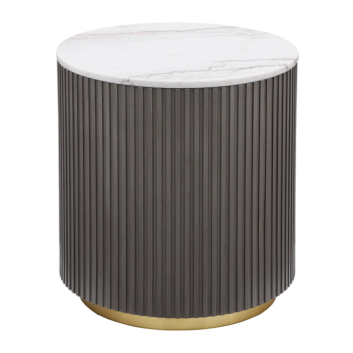 Jason Round White Marble Top Side End Table Charcoal