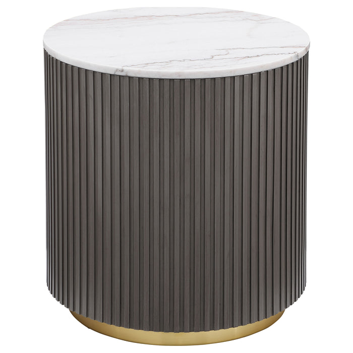 Jason 3-piece Round White Marble Coffee Table Set Charcoal