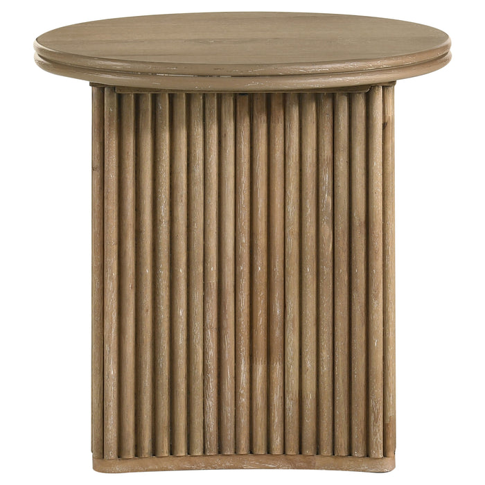 Adina 2-piece Round Coffee Table Set Distressed Light Brown