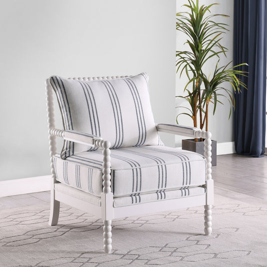 Blanchett Upholstered Bobbin Accent Chair White