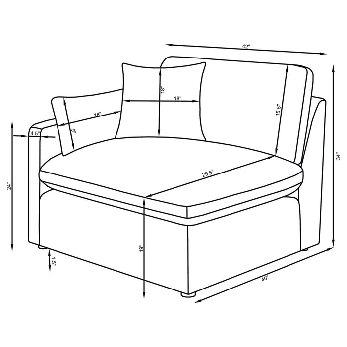 Hobson 4-piece Upholstered Modular Sectional Sofa Charcoal