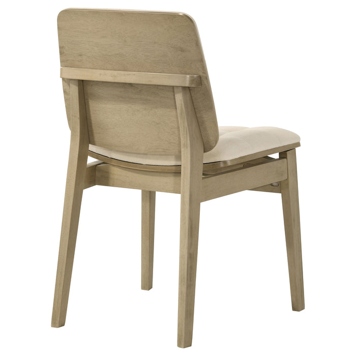 Redbridge Velvet Upholstered Side Chair Cream and Natural Oak (Set of 2)
