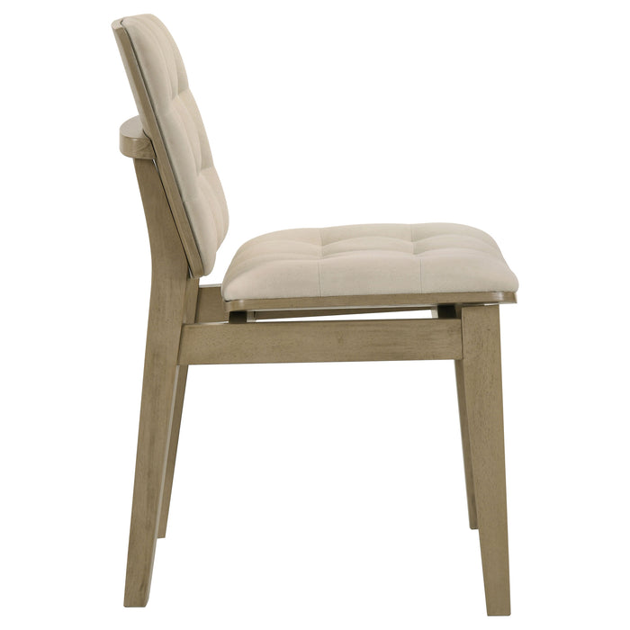 Redbridge Velvet Upholstered Side Chair Cream and Natural Oak (Set of 2)