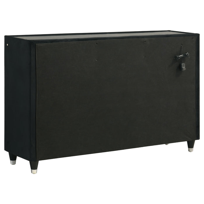 Ravenne 4-piece Velvet Upholstered Queen LED Bedroom Set Black