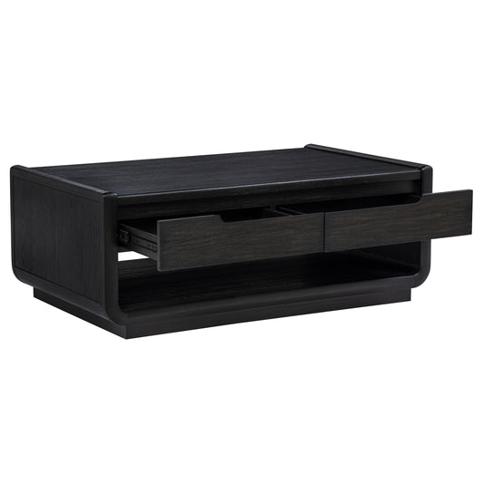Leandro 2-drawer Wood Cocktail Coffee Table Burnished Black