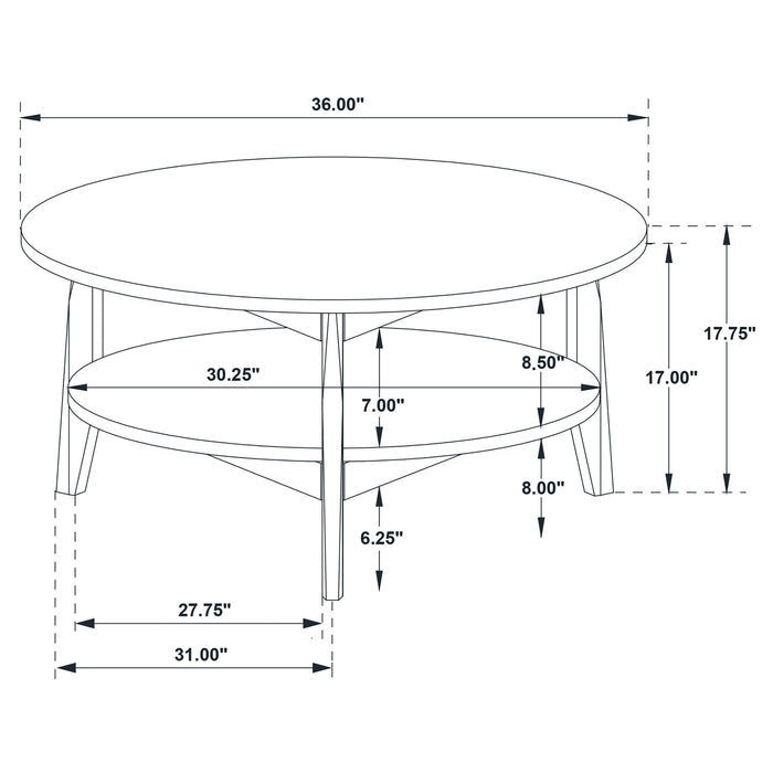 Bradley Round SmartTop Cocktail Coffee Table Smokey Grey and Brown