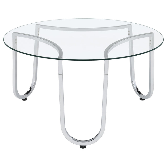 Beller 3-piece Round Tempered Glass Top Coffee Table Set Chrome